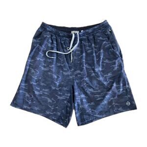 Tasc Shorts Mens Large Blue Camo Recess Lined 7” Drawstring Performance Gym